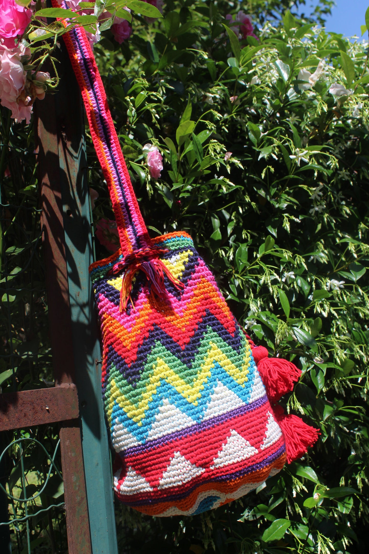 Bucket Crochet  Bag Maxi con Tracolla