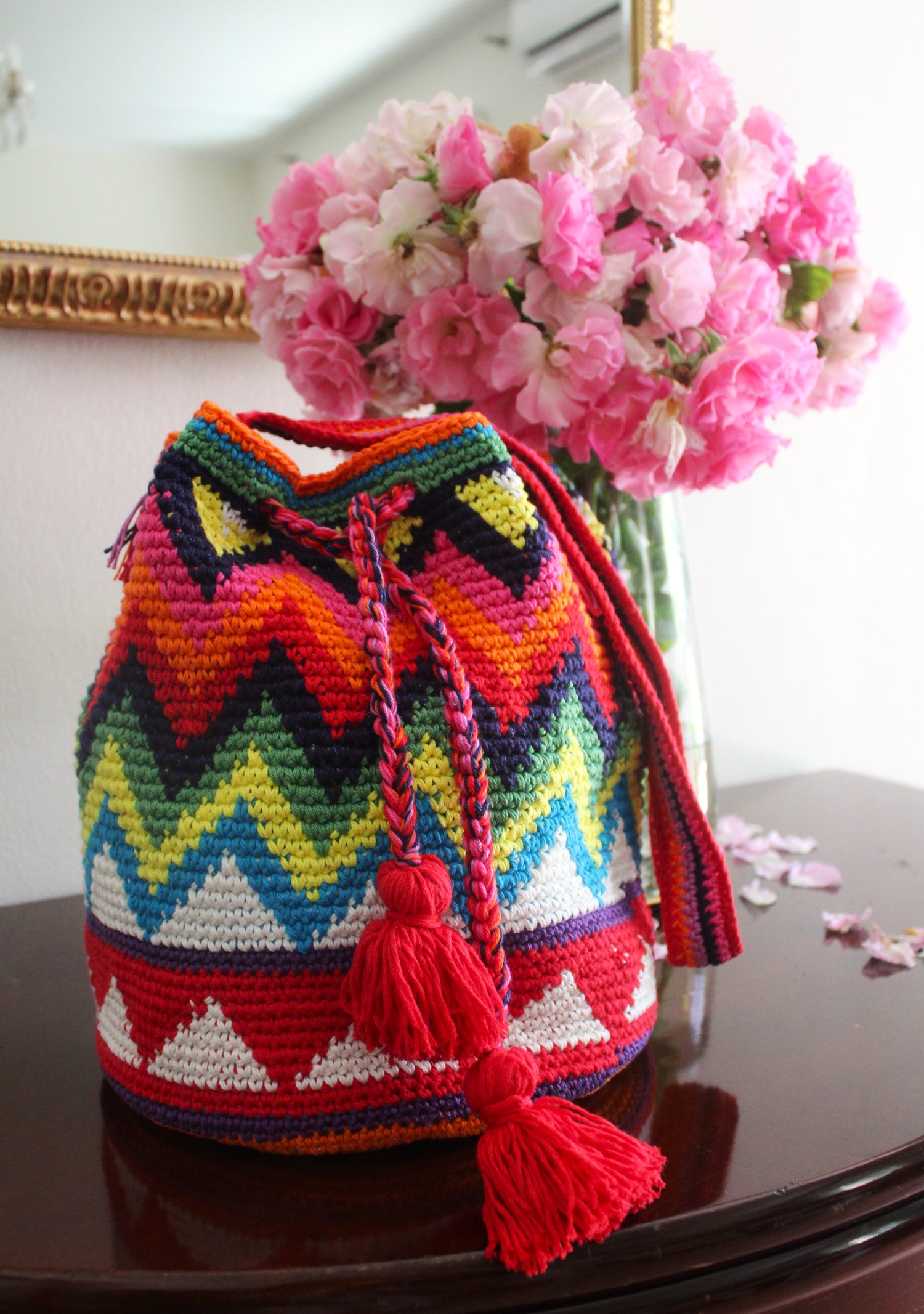 Bucket Crochet Bag Maxi con Tracolla 