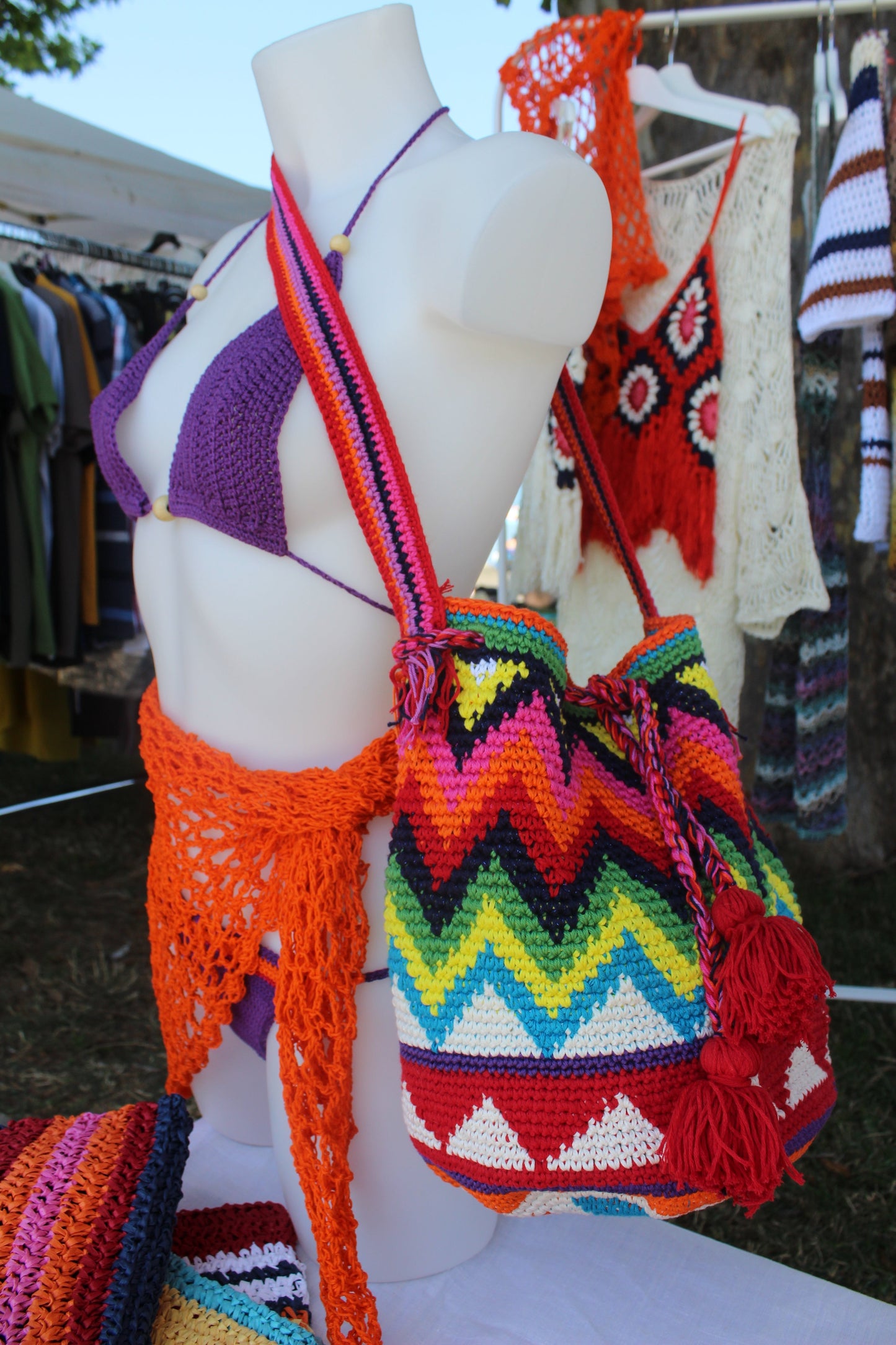 Bucket Crochet Bag Maxi con Tracolla