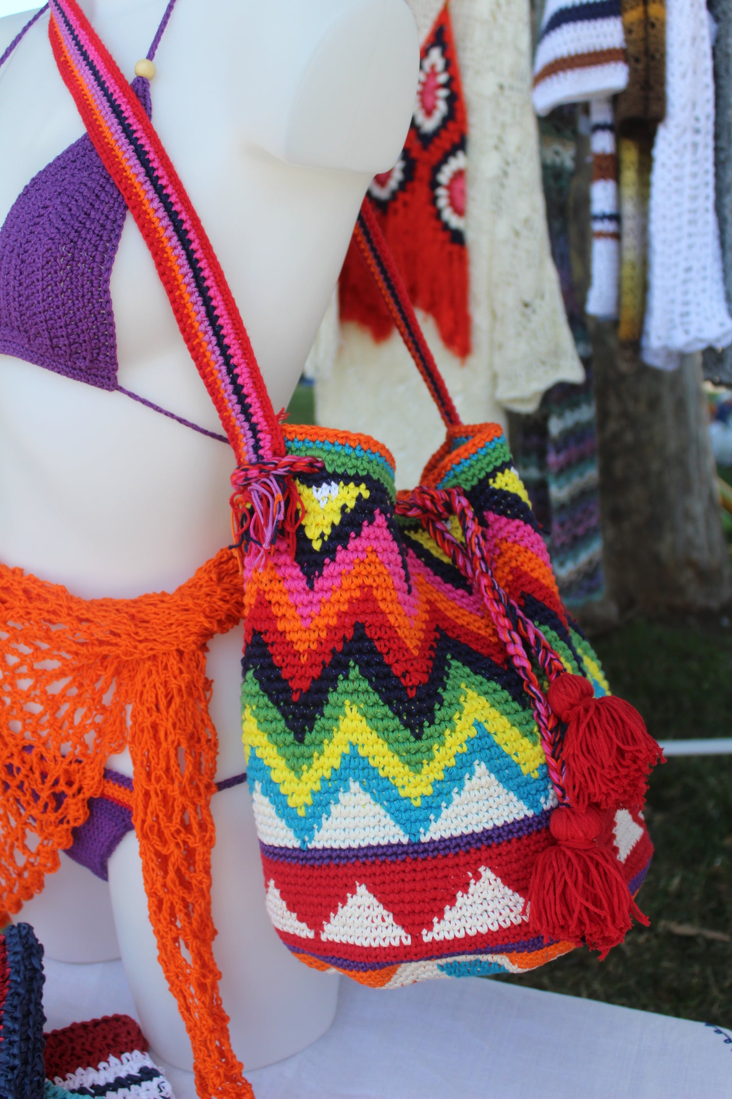 Bucket Crochet Bag Maxi con Tracolla