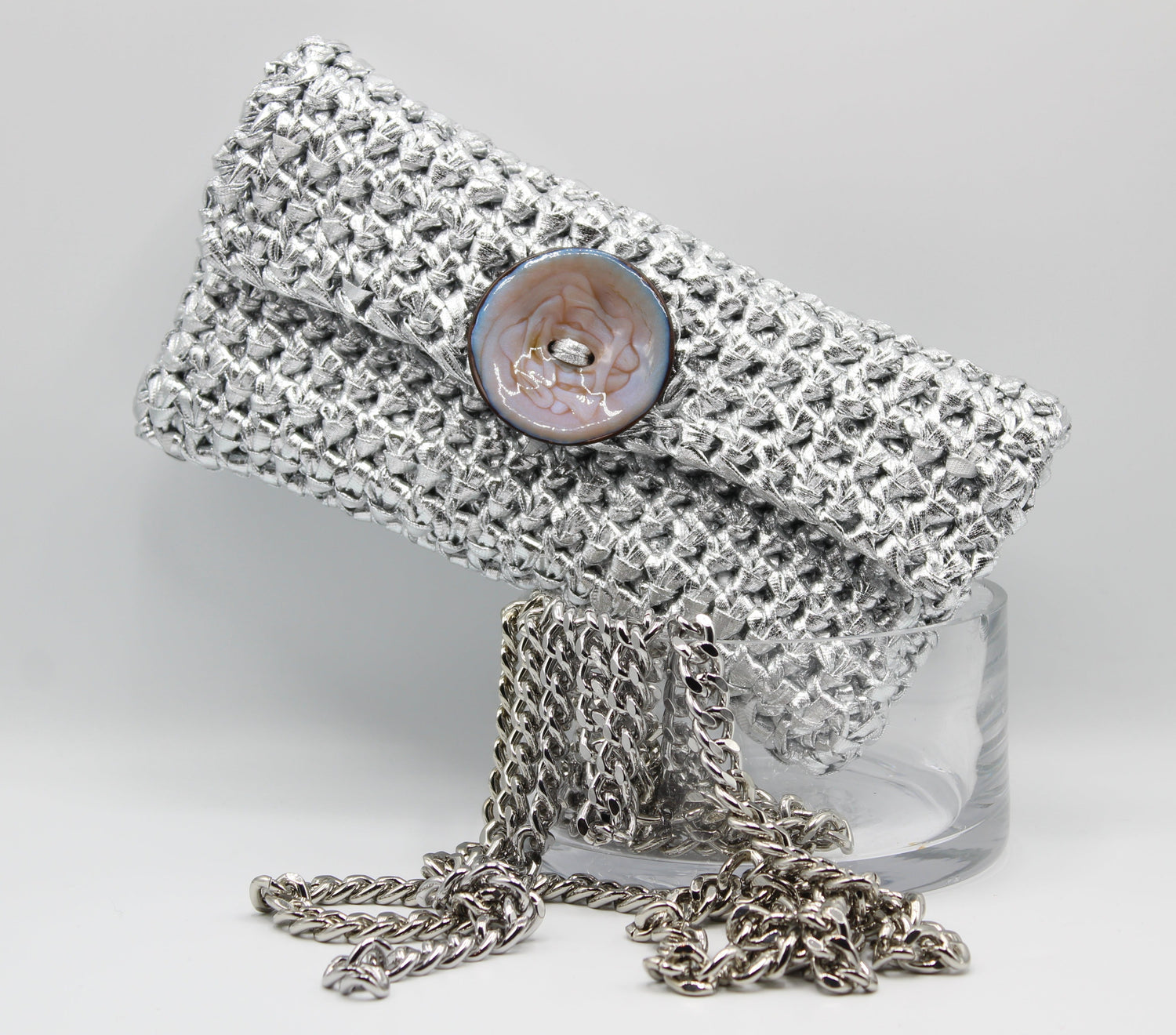 Pochette Big Button Metallica Argento