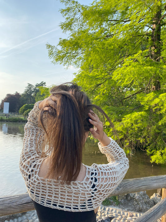 Mesh Croptop - Panna Lurex