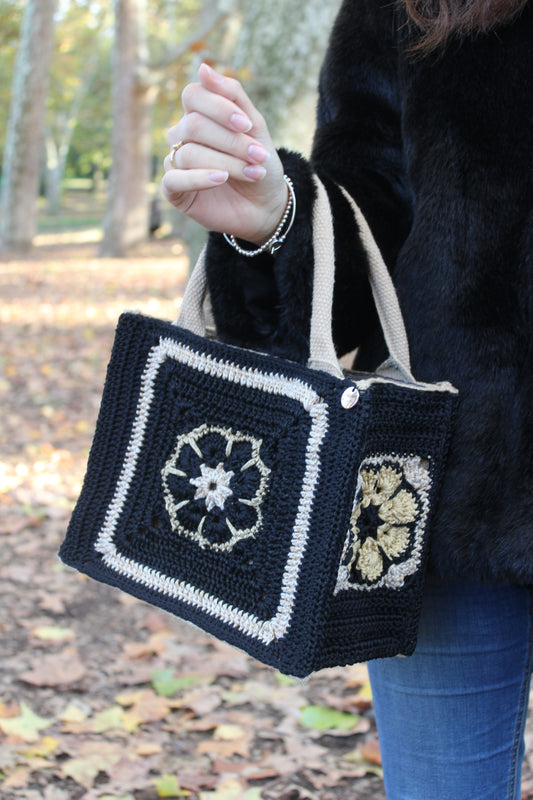 Juta Bag Fiore Africano Black & Gold