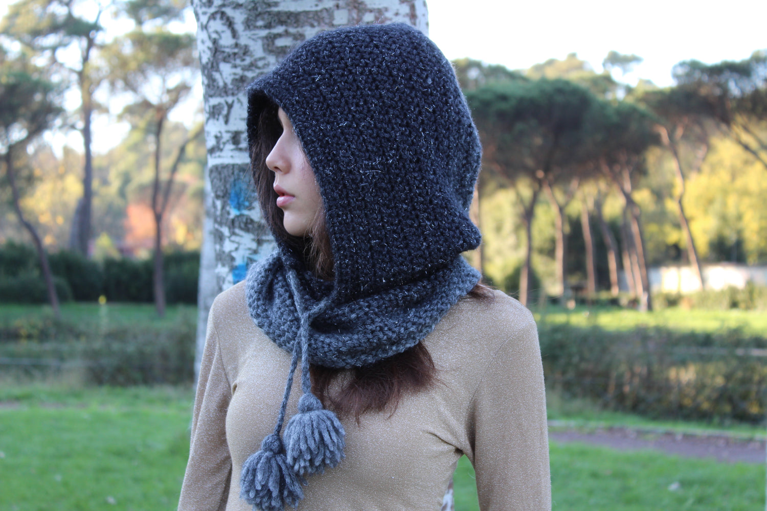 Scaldacollo con cappuccio Nero - Main Image