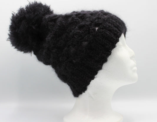 Cappello con ponpon in lana e mohair
