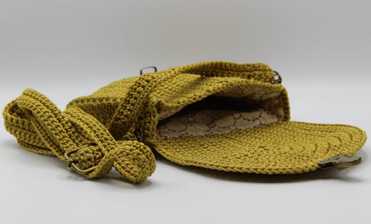 Pochette con tracolla ad uncinetto - Giallo Senape