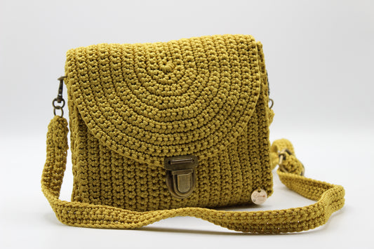 Pochette con tracolla ad uncinetto - Giallo Senape